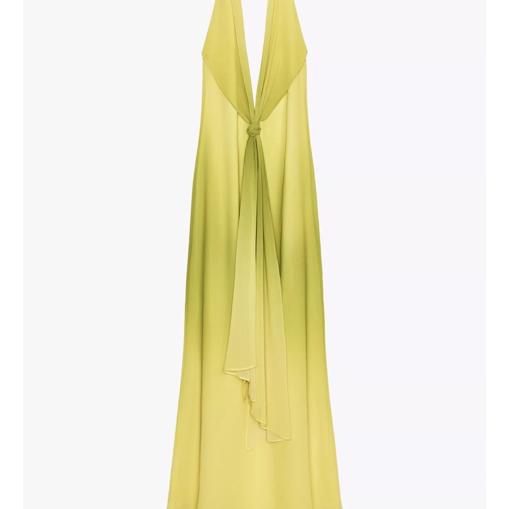 Zara Light Yellow Halter Dress